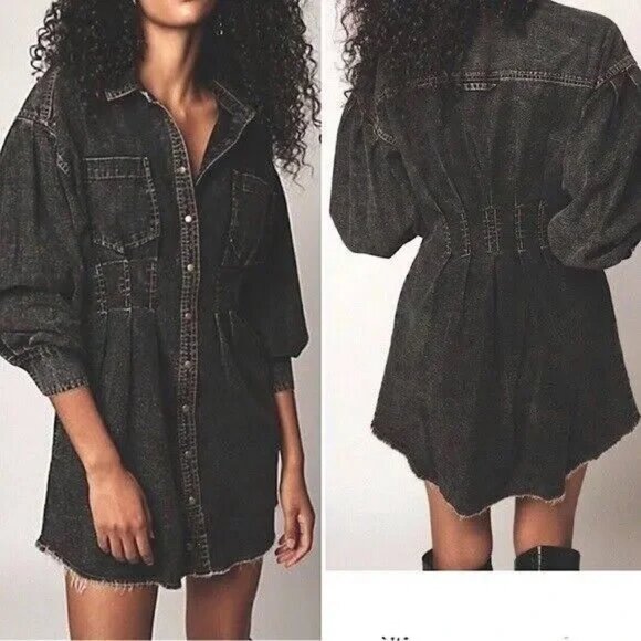 Free People Dresses & Skirts - Like new FREE PEOPLE Alpha Denim Dress in Black Wash Size Medium